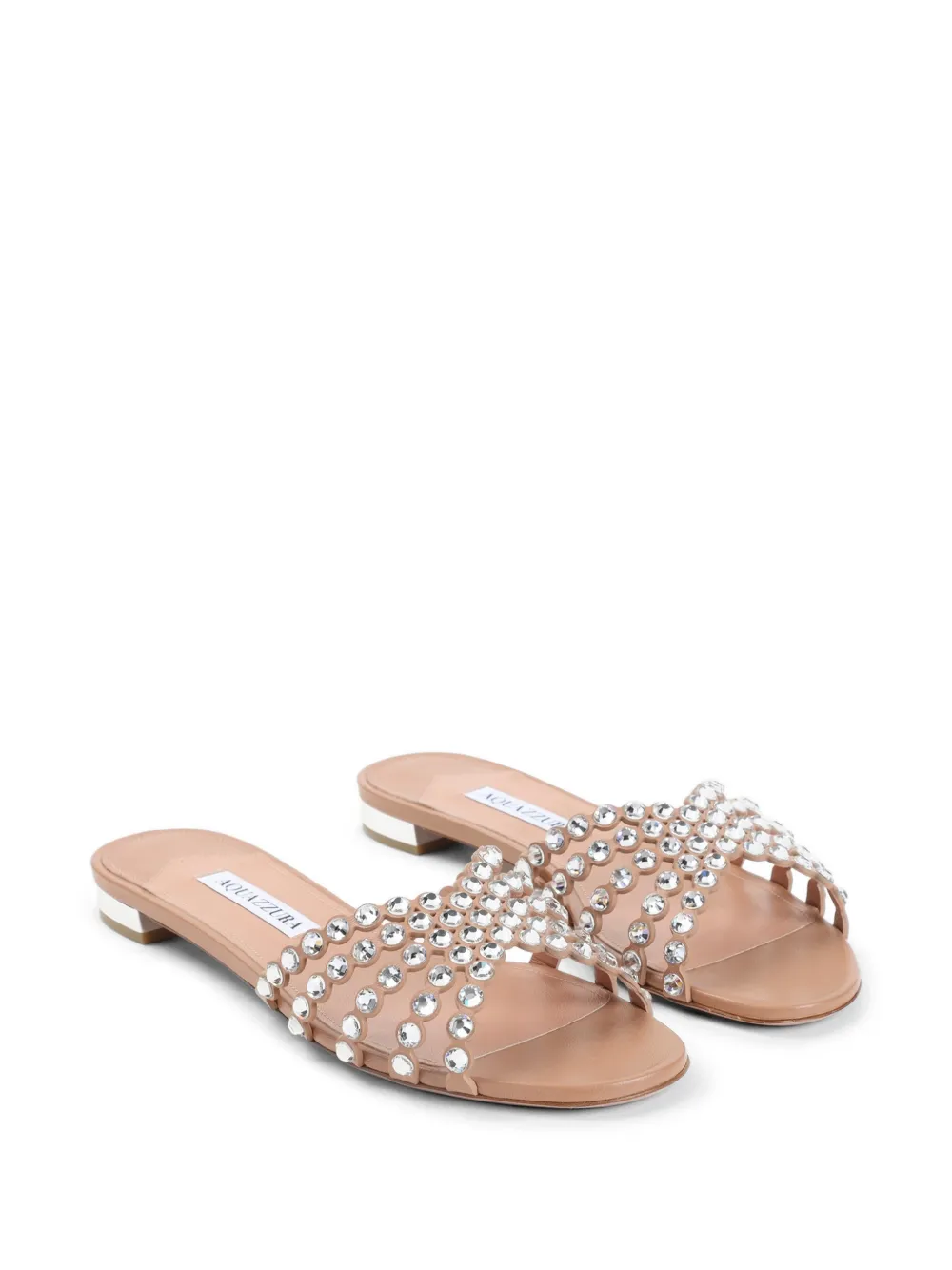 Aquazzura crystal-embellished strap sandals Beige