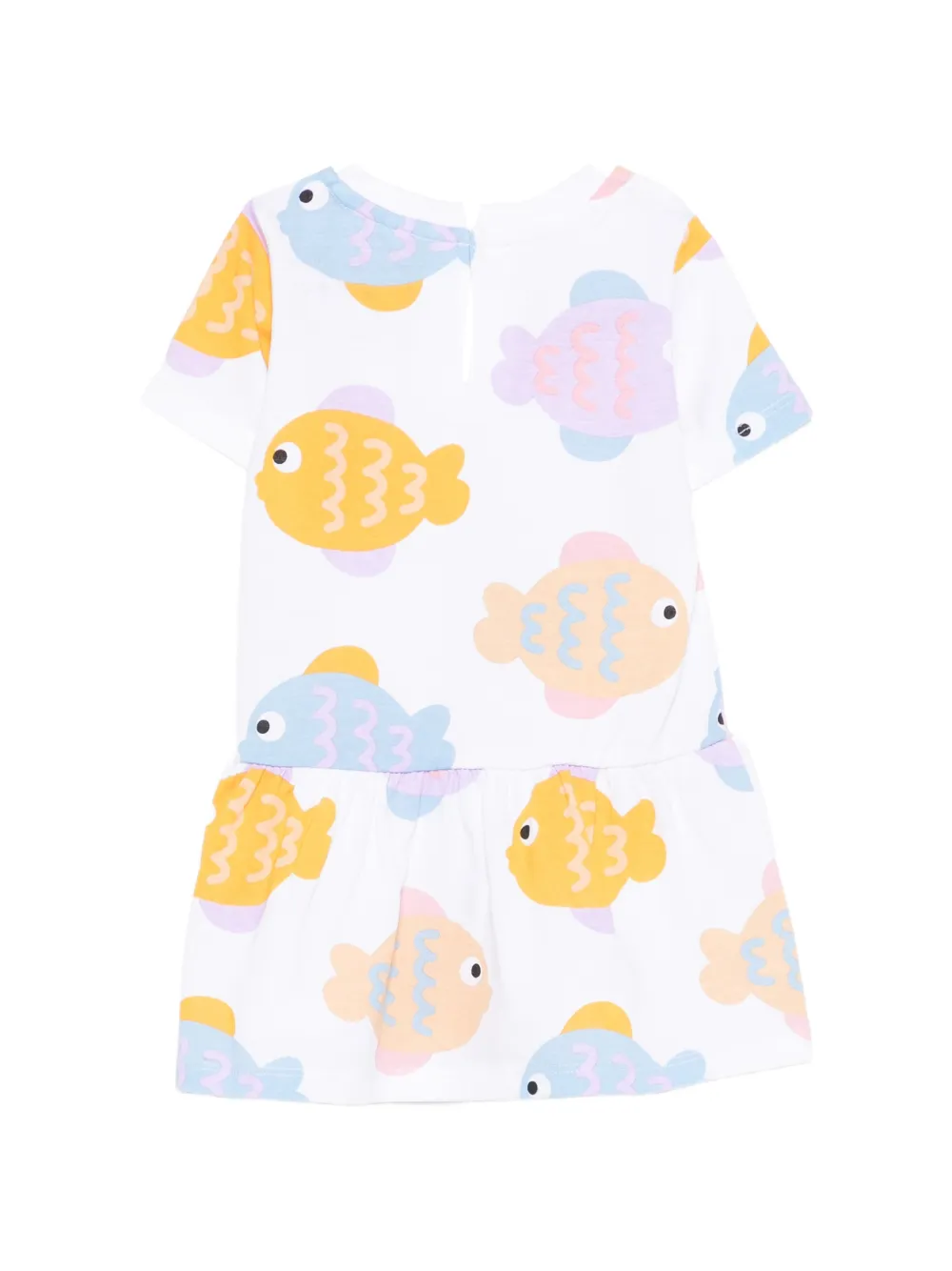 Stella McCartney Kids Jurk met vissenprint en ruches Wit