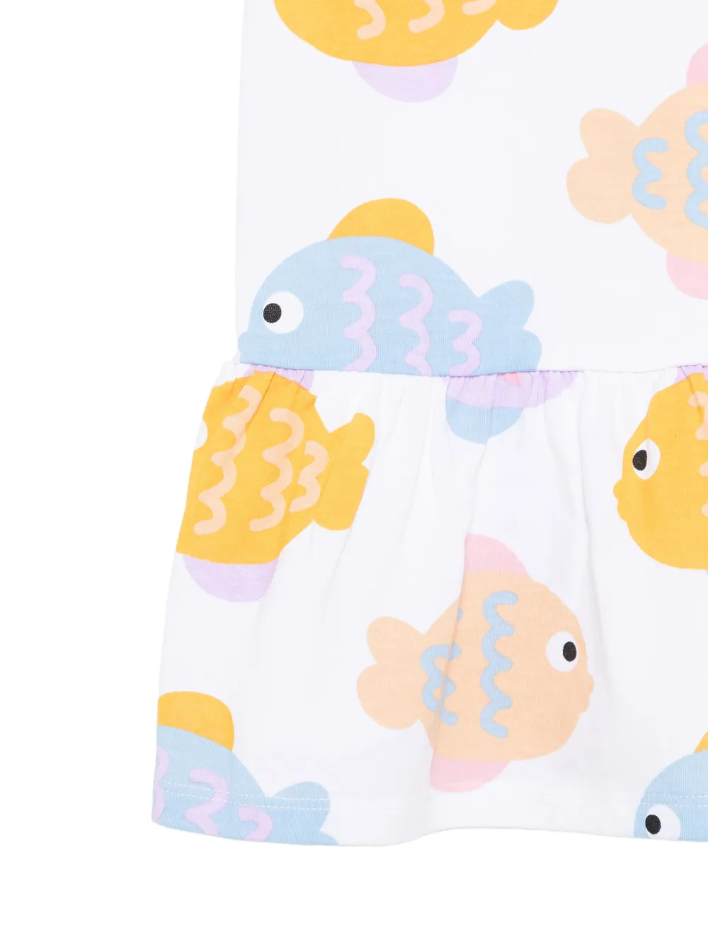 Stella McCartney Kids Jurk met vissenprint en ruches Wit