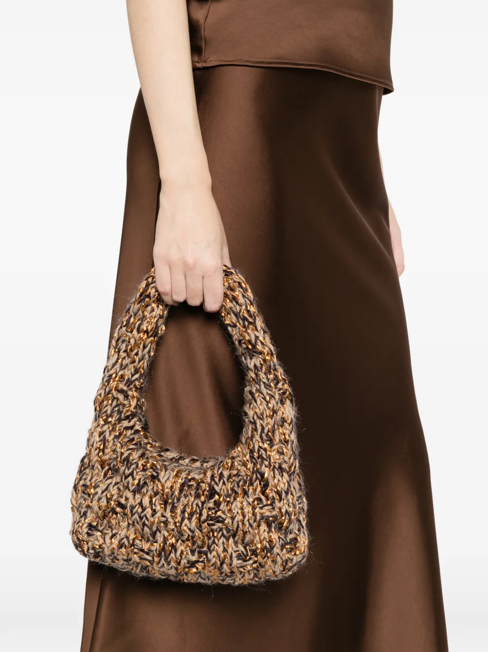 Maria La Rosa Nappy gebreide shopper Bruin
