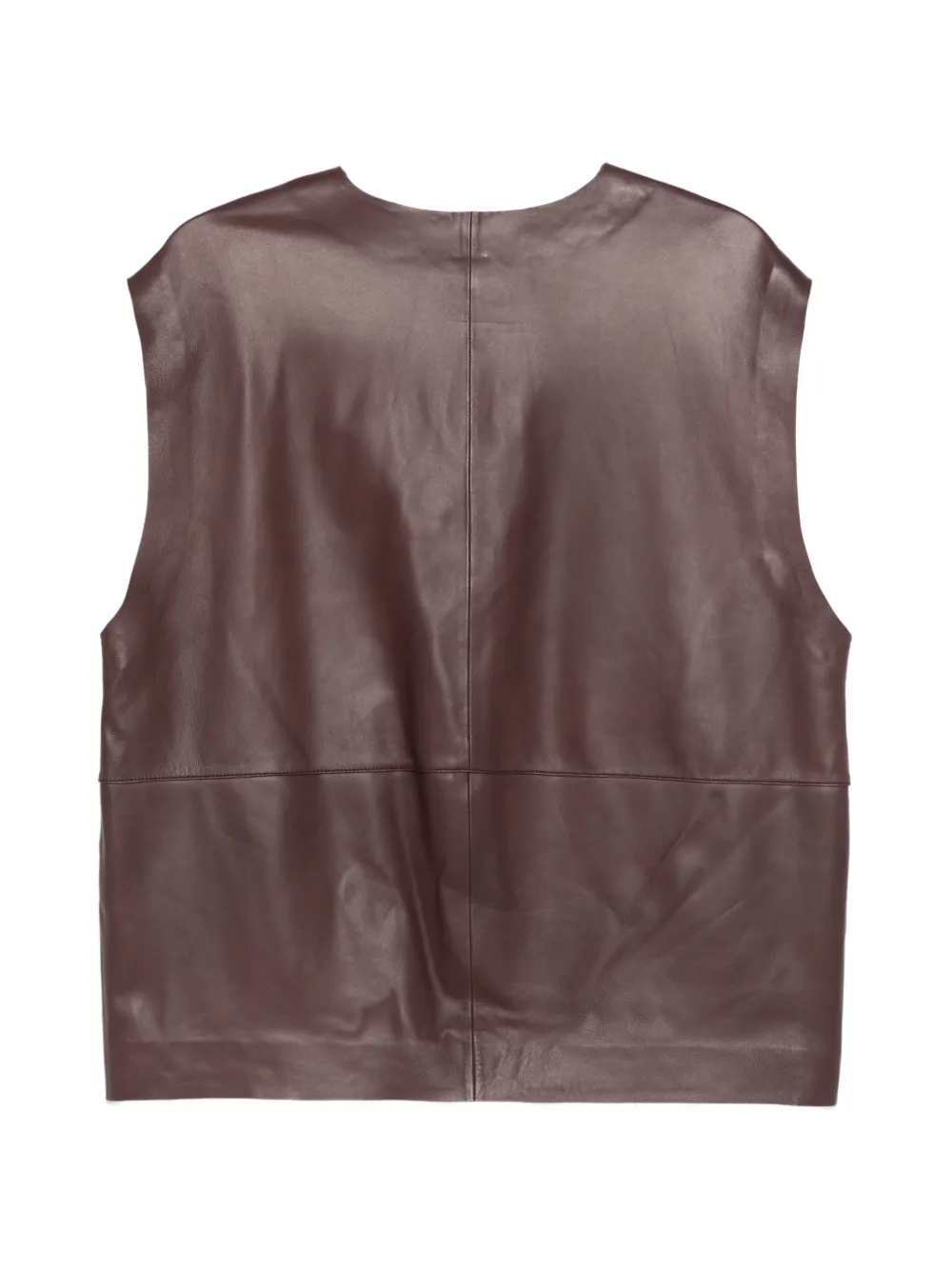  Boss Suna V-neck Leather Top - Brown 
