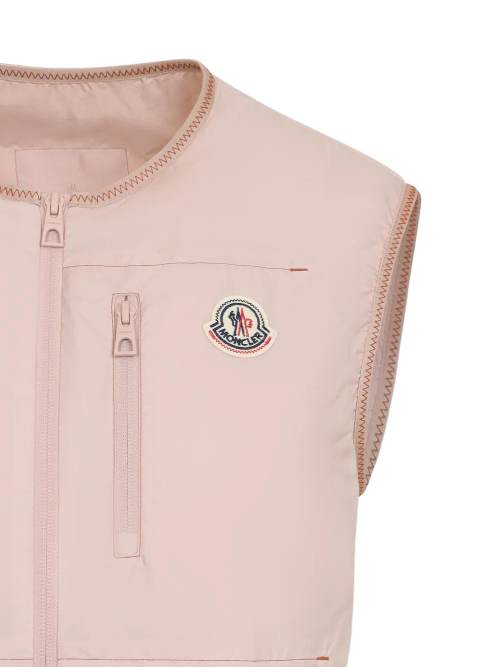  Moncler Zip Logo Patch Gilet - Pink 