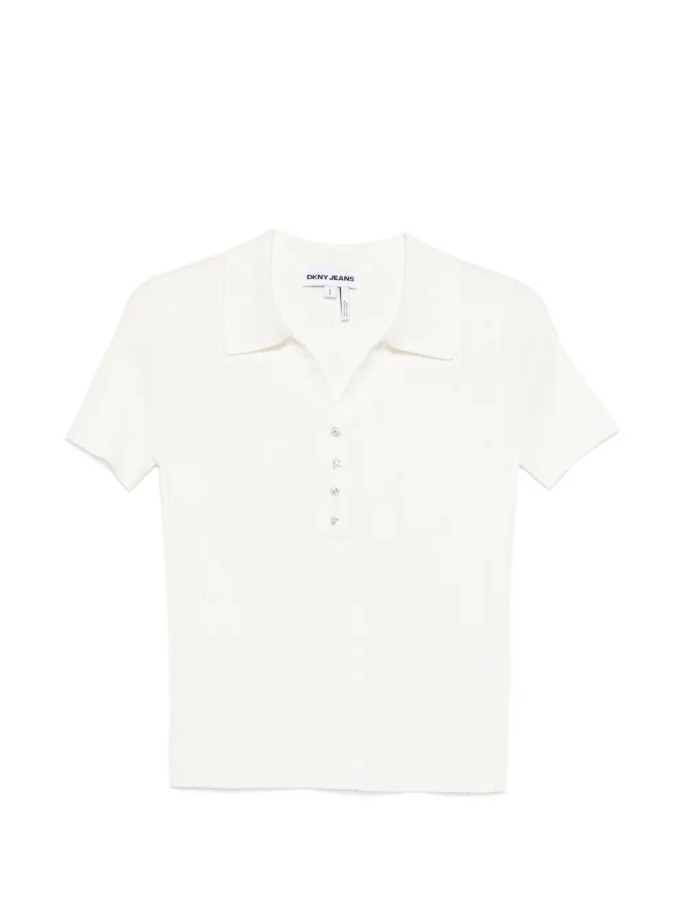 DKNY ribbed button T-shirt - Bianco