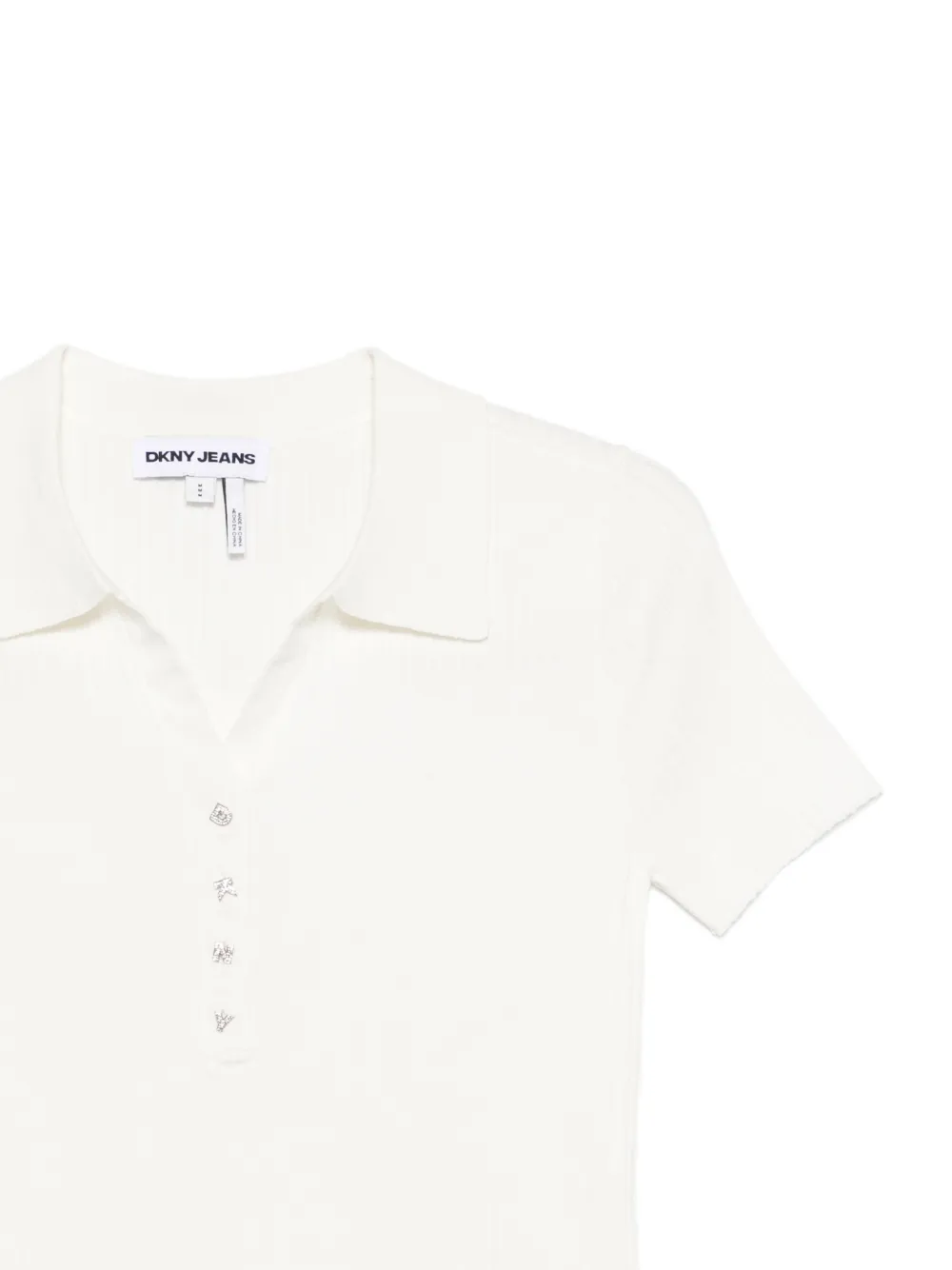 DKNY Geribbeld T-shirt met knoop Wit