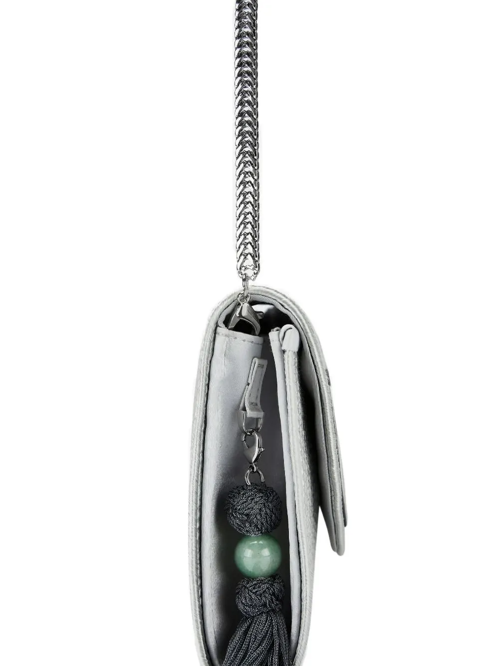 Shanghai Tang Infinity clutch met Chinese knoop Zilver