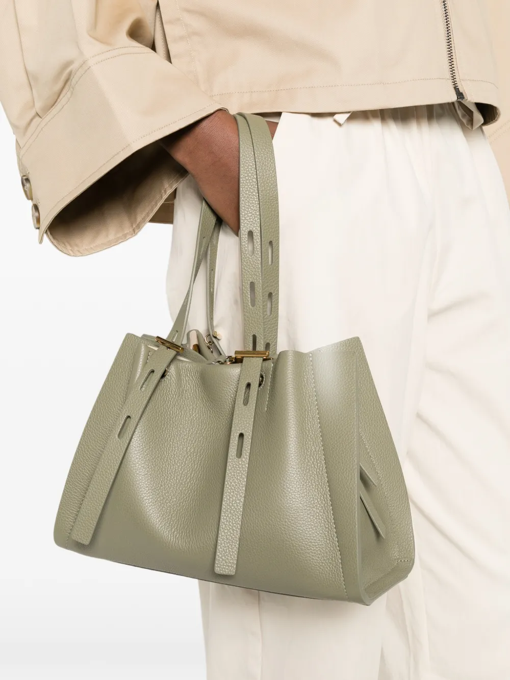  Minobossi Paulina Leather Tote Bag - Green 