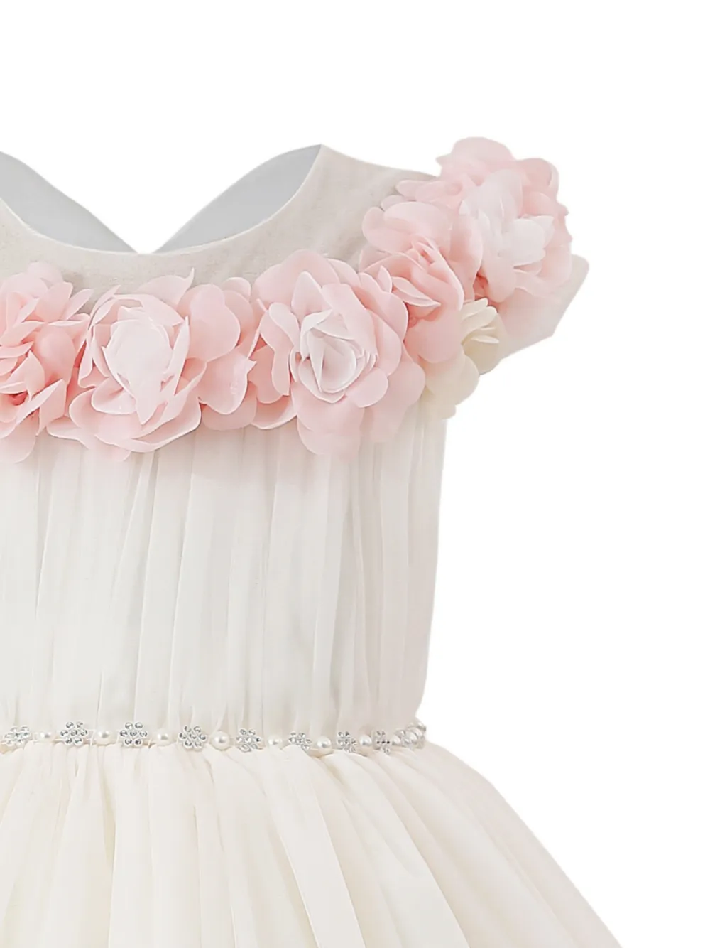 Tulleen Mouwloze jurk met bloemdetail Wit