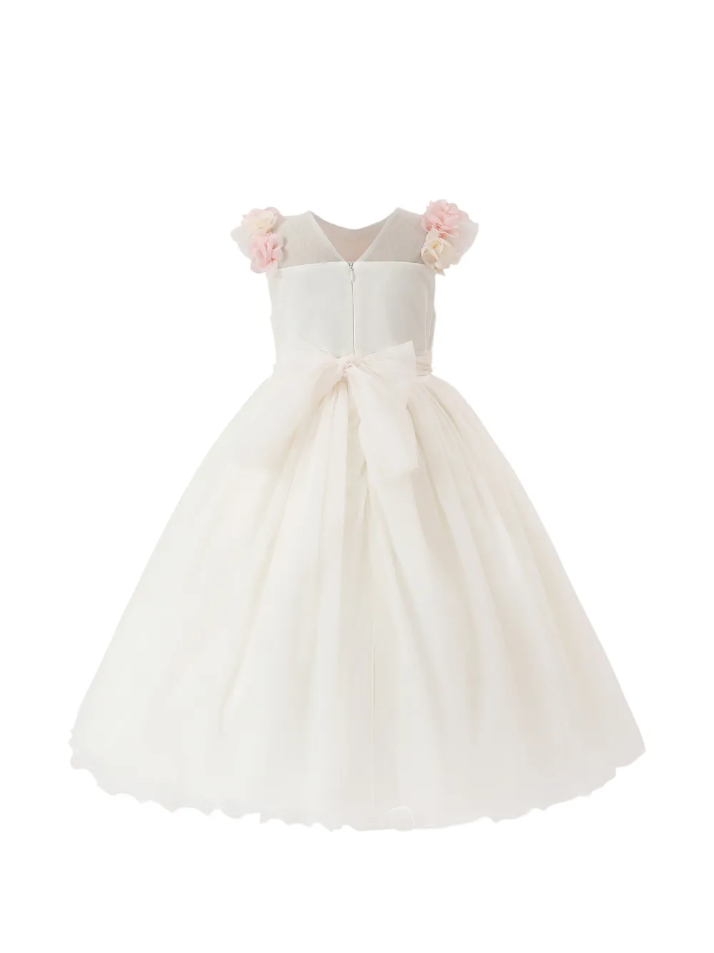 Tulleen Mouwloze jurk met bloemdetail Wit