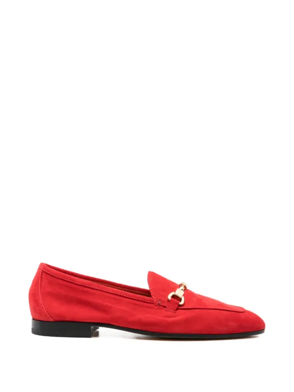 Doucal's Hardware Suede Loafers in Red