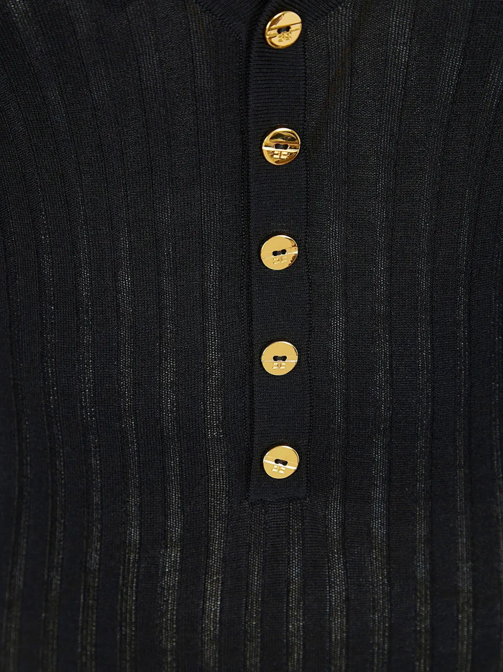 Elisabetta Franchi Body met lange mouwen en knopen Zwart