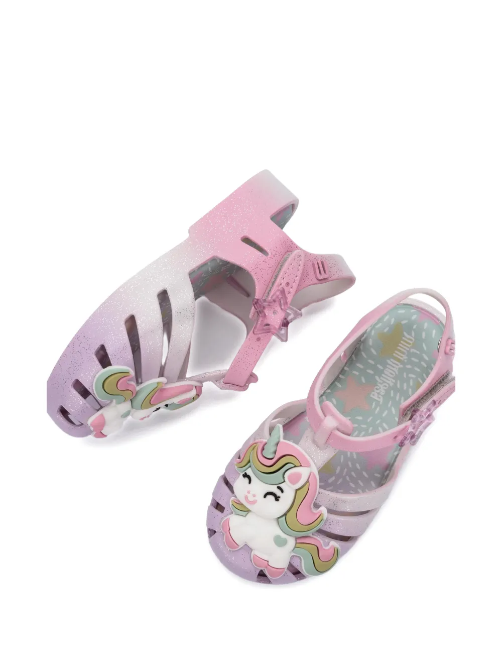 Mini Melissa unicorn-appliqué sandals Roze