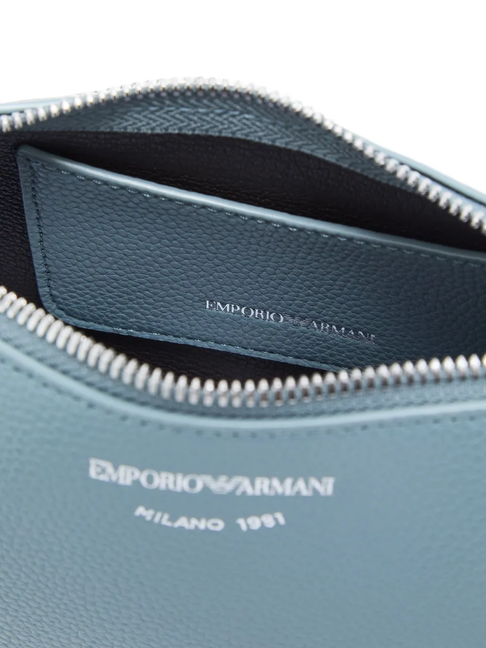 Emporio Armani Pebbled Shoulder Bag with a Zip Closure and Adjustable Strap in Blue, view 5