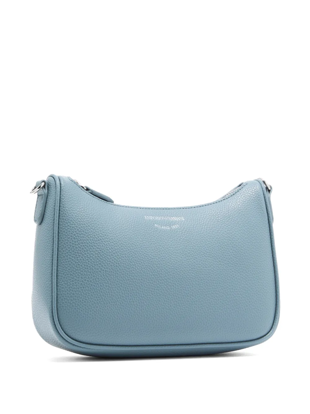 Emporio Armani Pebbled Shoulder Bag with a Zip Closure and Adjustable Strap in Blue, view 4