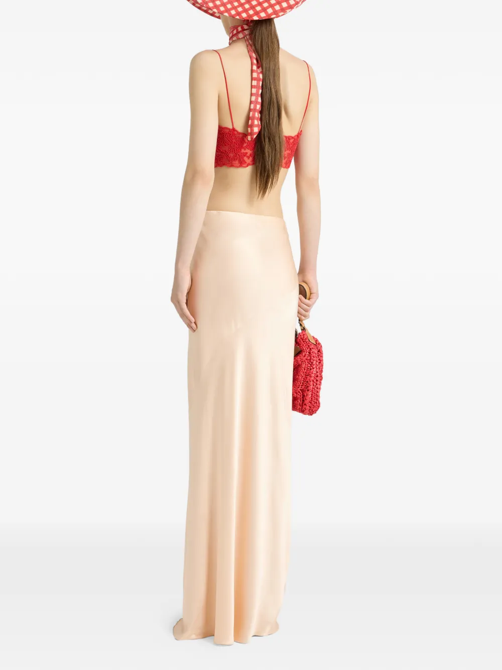  Ermanno Scervino Matte Satin Long Maxi Skirt - Neutrals 