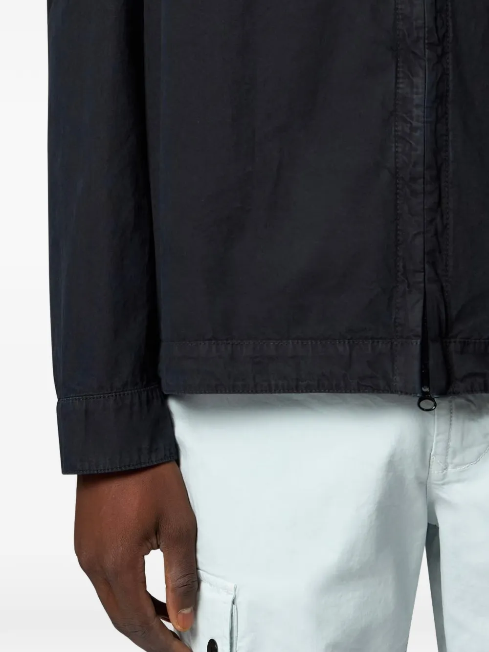 Stone Island Shirtjack met logopatch en klepzak Zwart