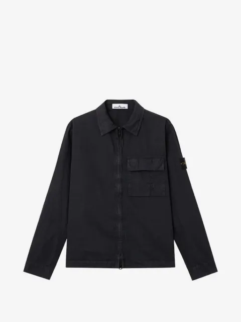 Stone Island logo-patch flap-pocket zipped overshirt