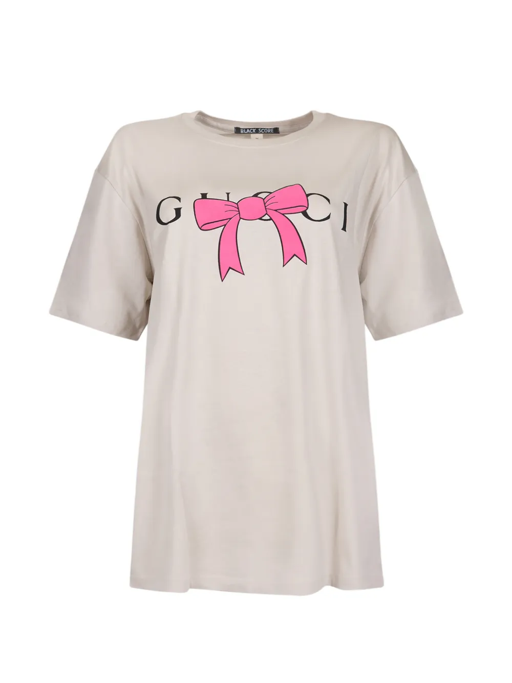 Black Score bow-print T-shirt - Toni neutri