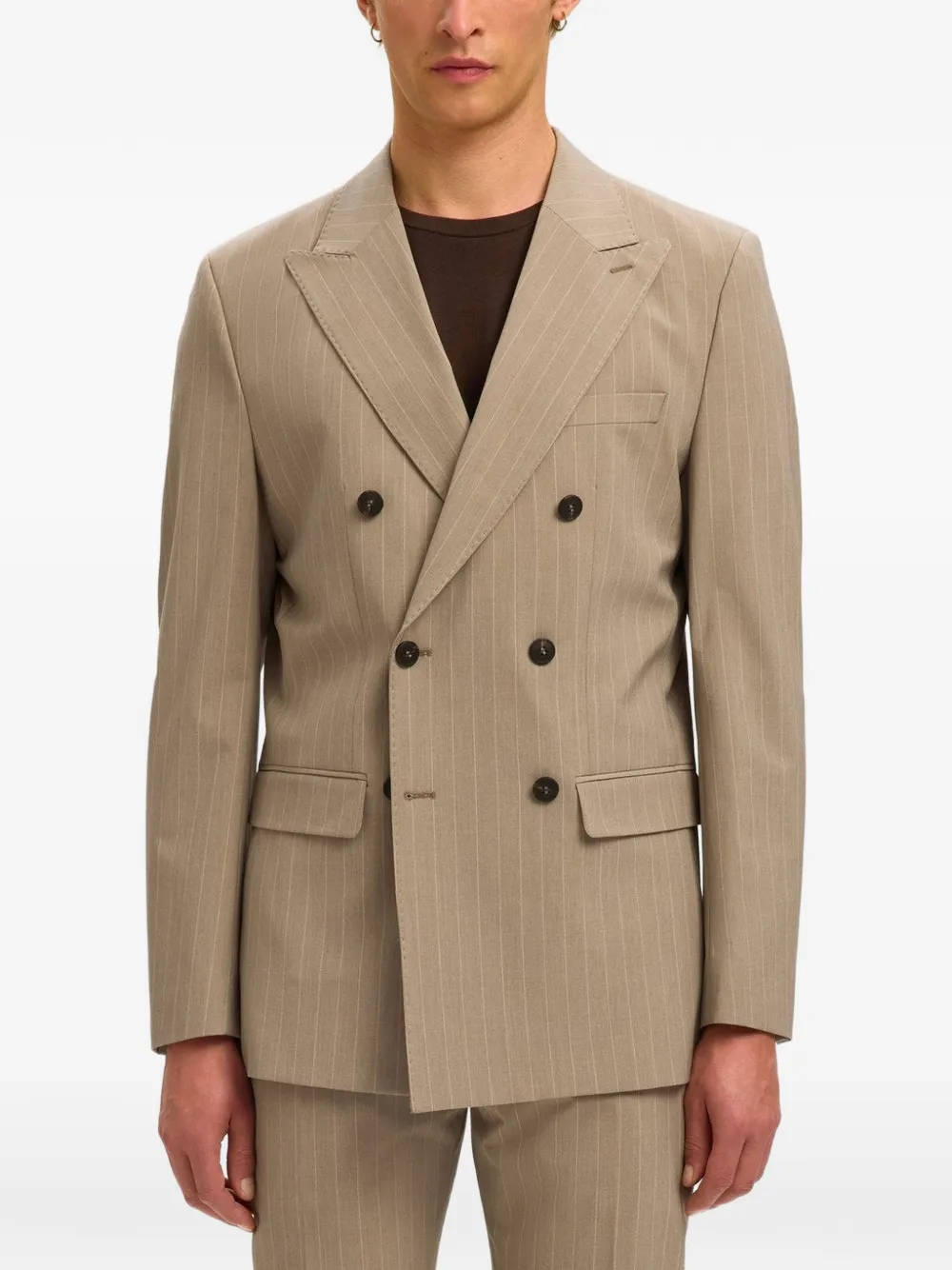  Selected Pinstriped Blazer - Neutrals 