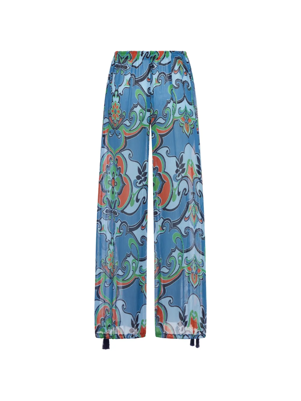 ETRO Broek met wijde pijpen en bloemen-patroon Blauw