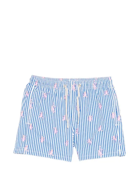 MC2 Saint Barth Kids Gestreifte Jeans Badeshorts mit Affen-Print