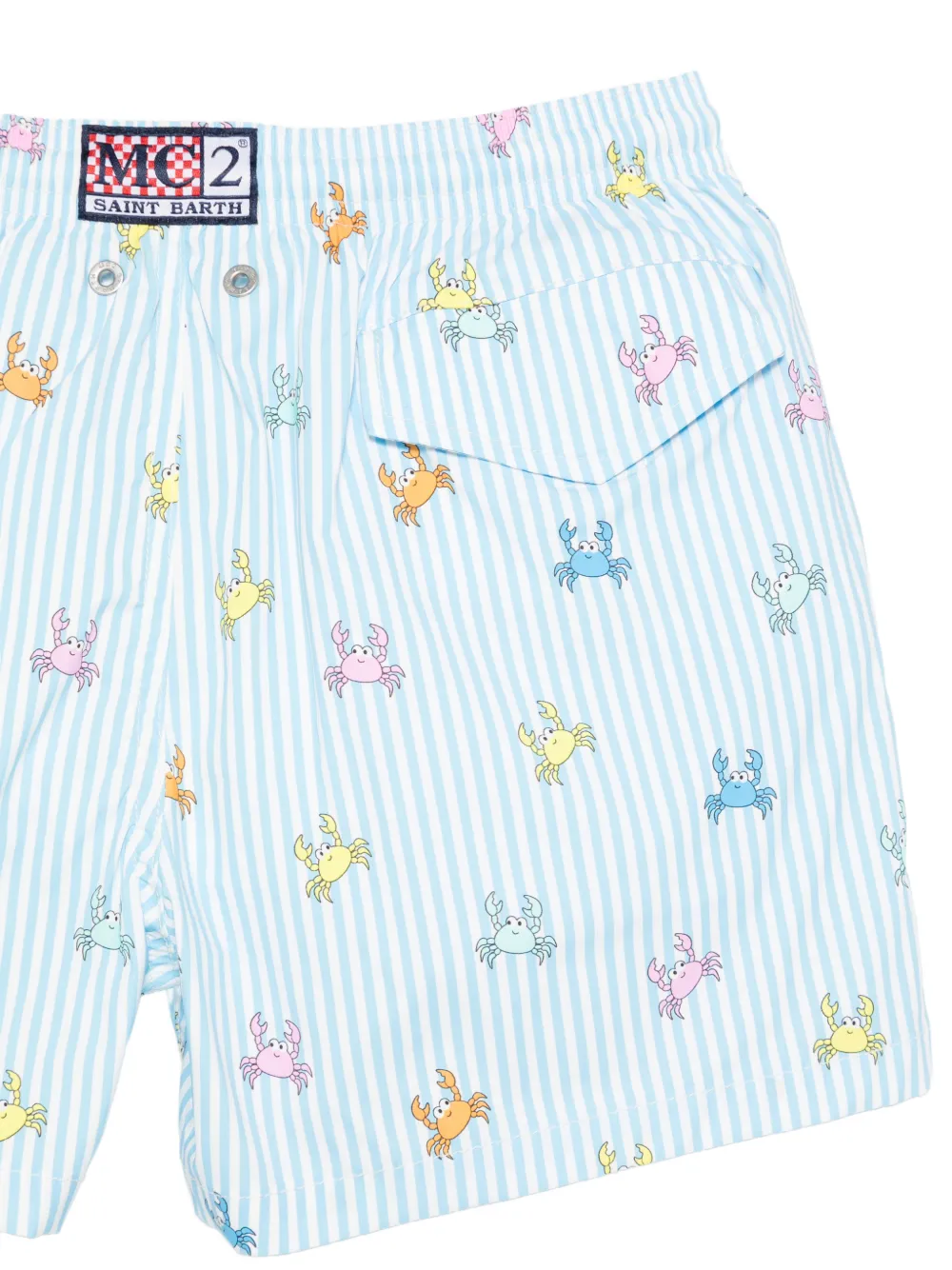  Mc2 Saint Barth Kids Bañador Jean A Rayas Con Motivo De Cangrejos - Azul 