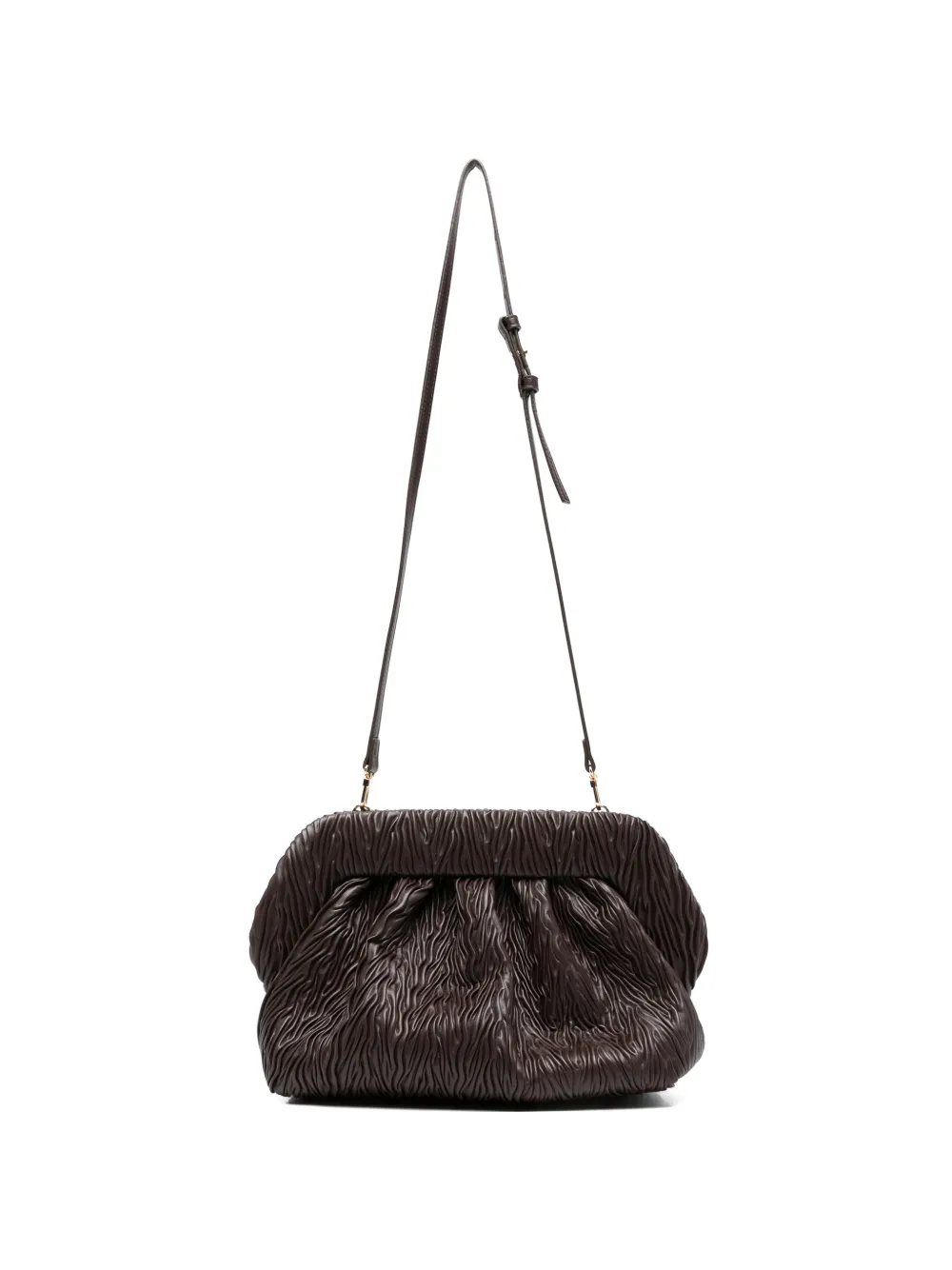 Themoirè Bios gathered leather clutch bag - Marrone