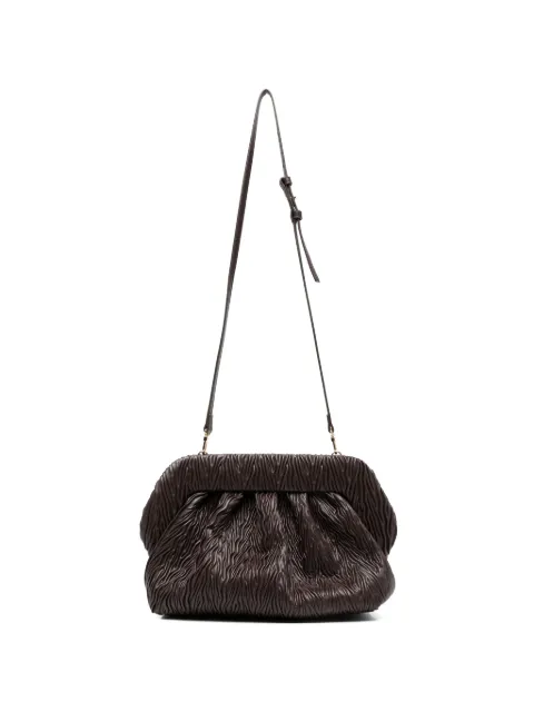 Themoirè Bios gathered leather clutch bag