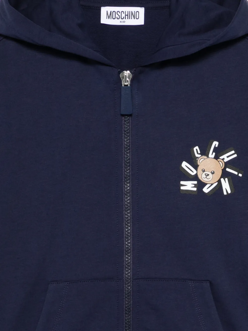 Moschino Kids Hoodie met rits Blauw