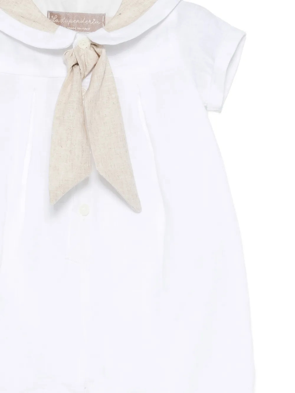  La Stupenderia Tie Collar Dungarees - White 