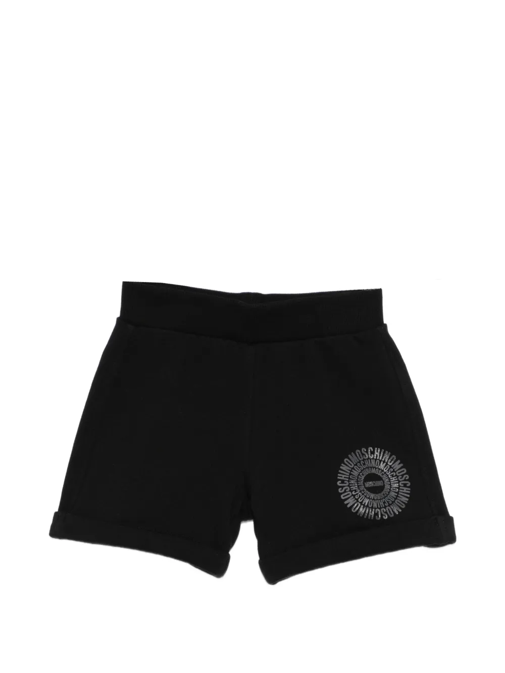 Moschino Kids curved-hem logo-print shorts - Nero