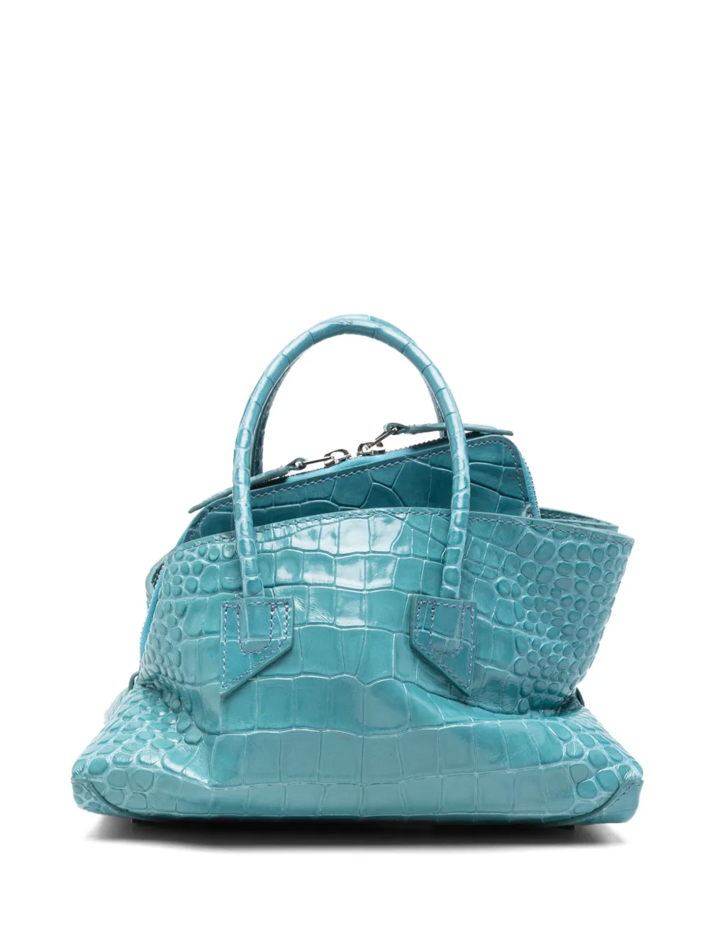The Attico mini La Passeggiata croc-effect tote bag - Blu