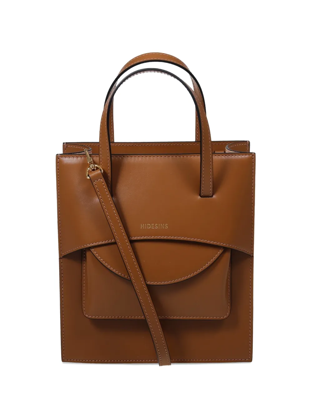 HIDESINS flap leather tote bag - Marrone