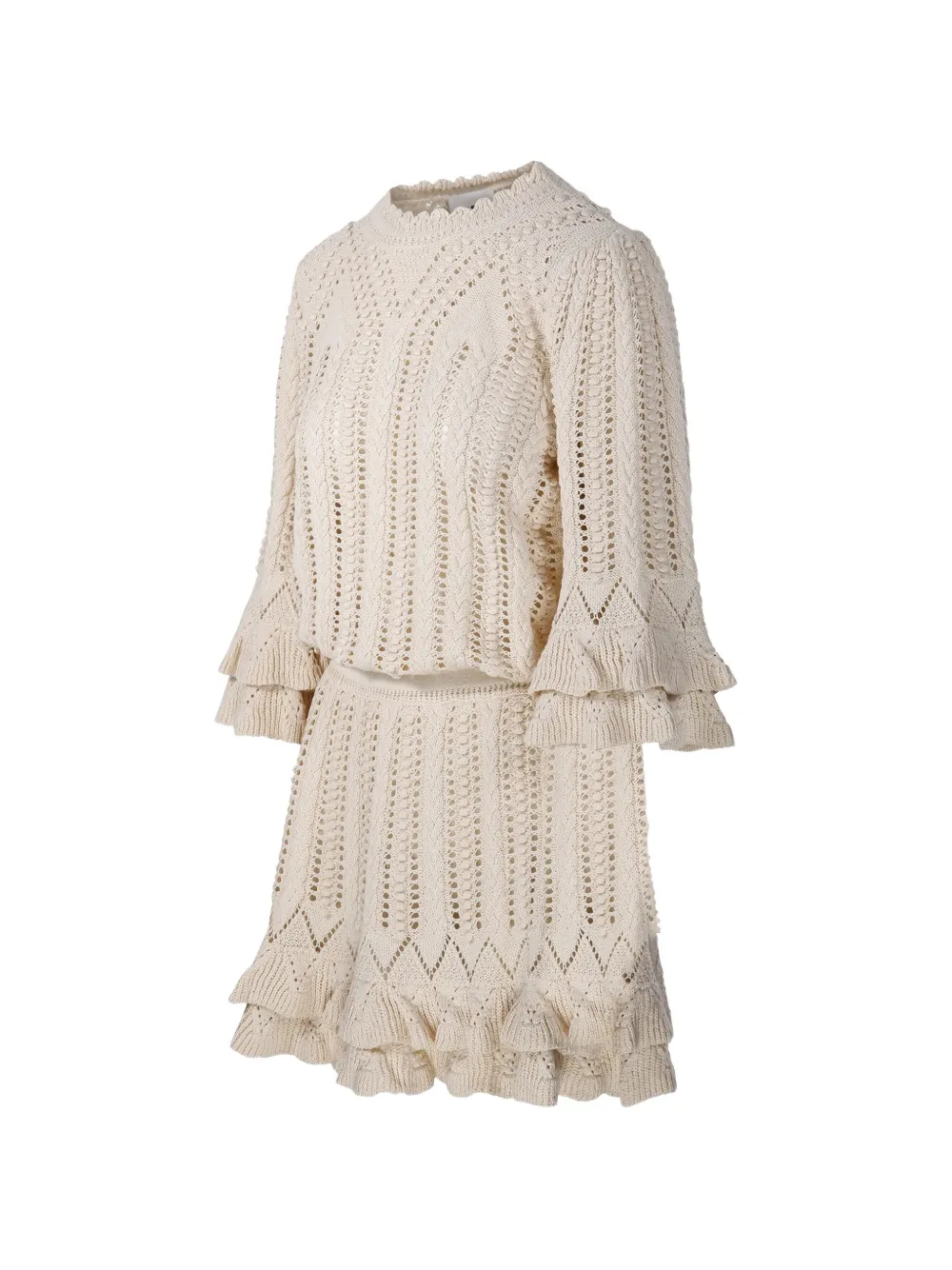  Marant étoile Norma Ruffled Knitted Mini Dress - Neutrals 