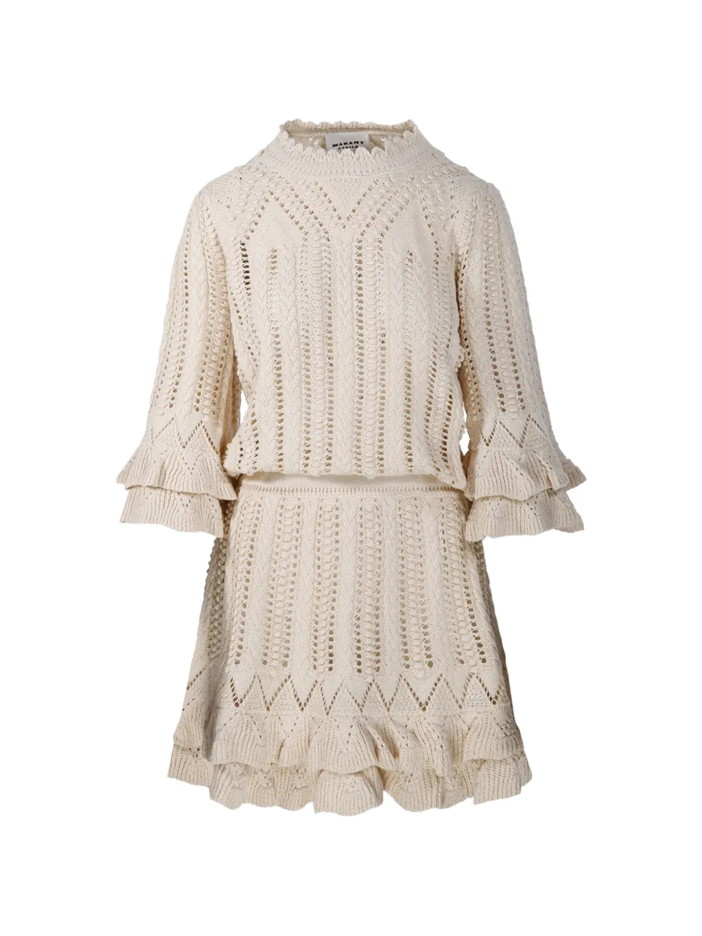 MARANT ÉTOILE Norma ruffled knitted mini dress - Toni neutri