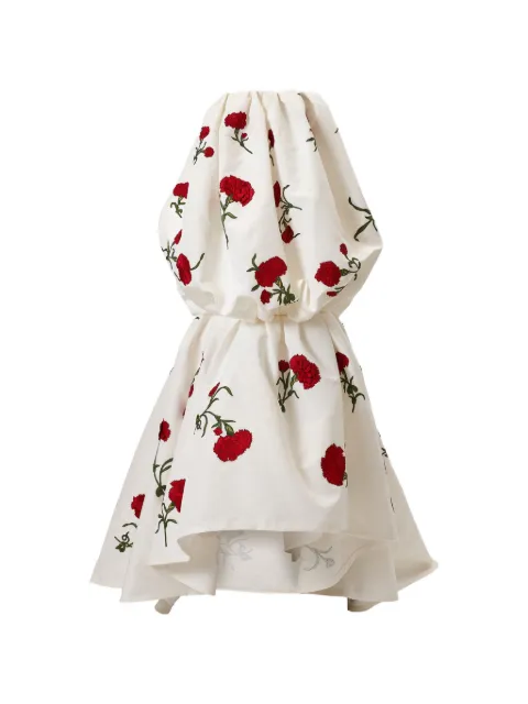Carolina Herrera carnation-embroidered bubble gown