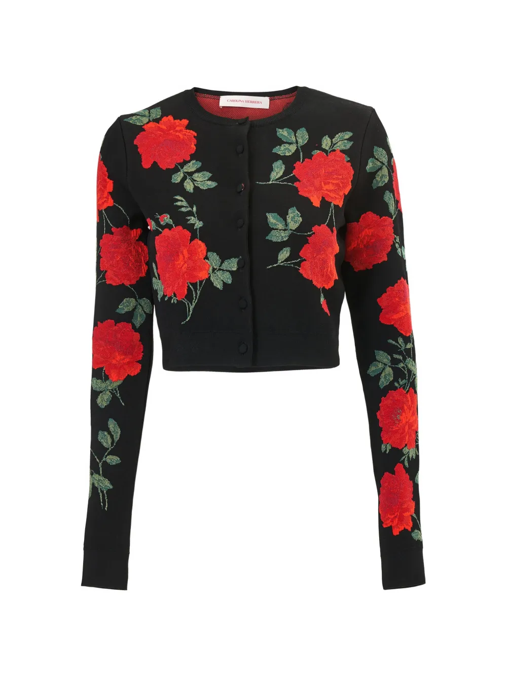 Carolina Herrera rose jacquard cropped cardigan - Black