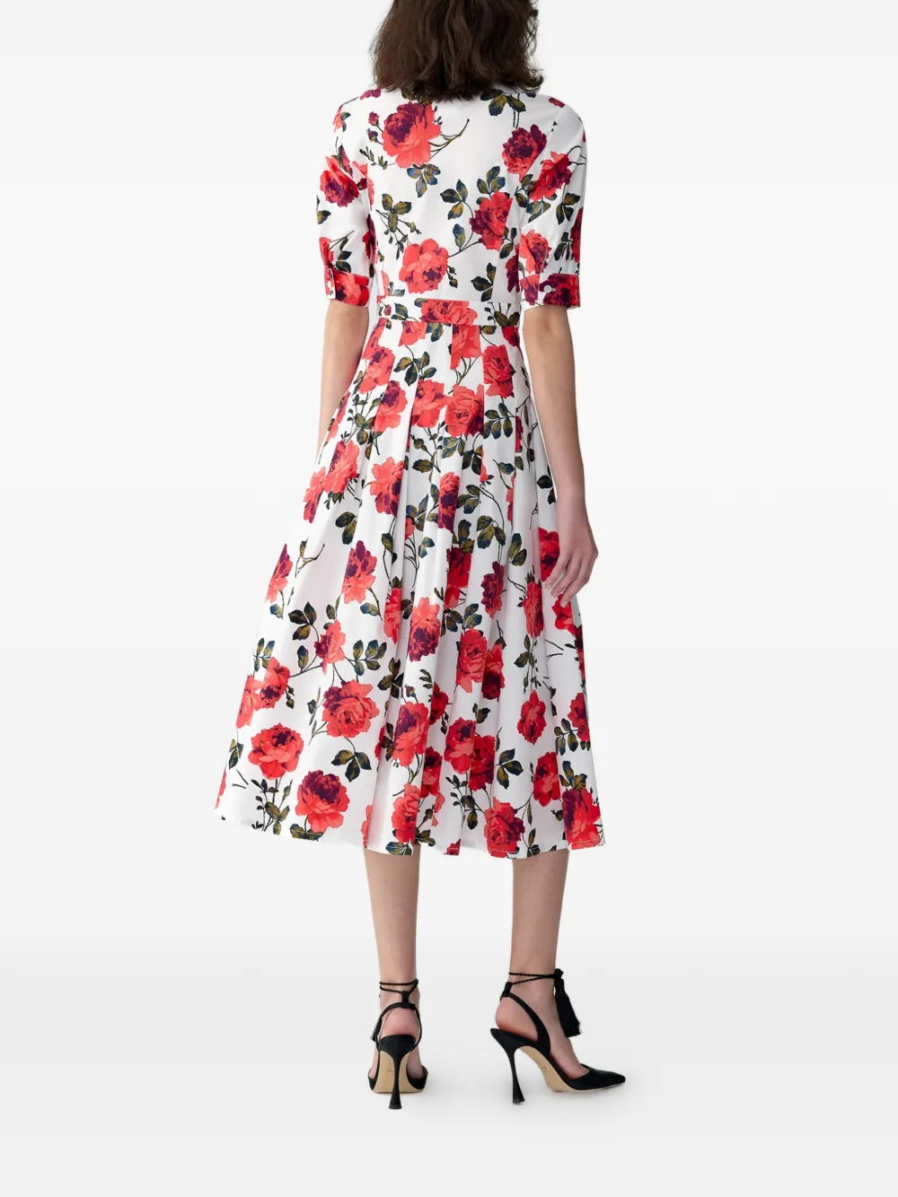 Carolina Herrera Midi-blousejurk met rozenprint Wit