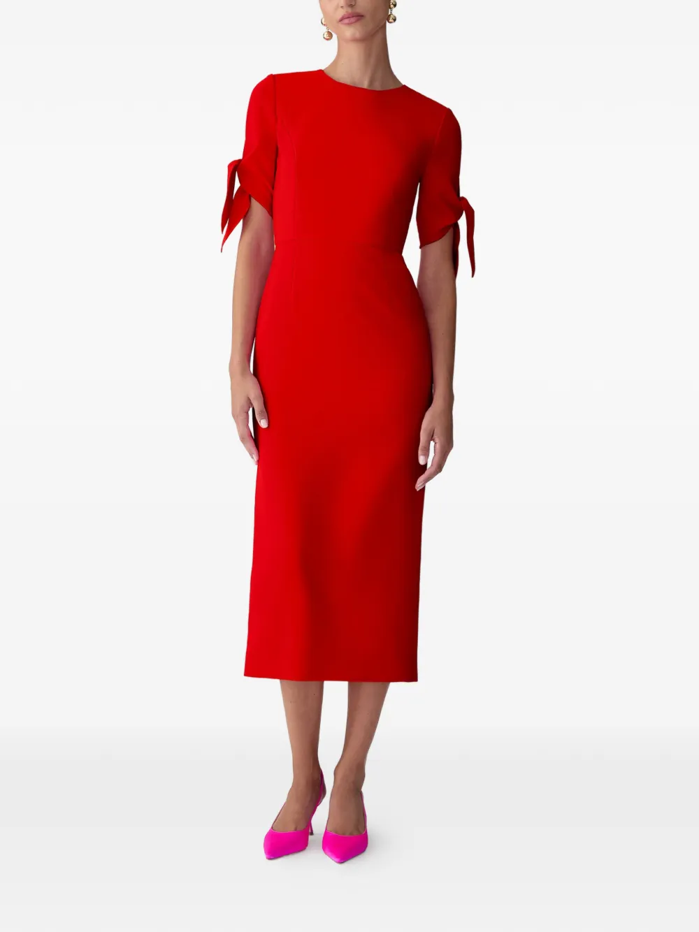 Carolina Herrera Midi-jurk met gestrikte mouwen Rood