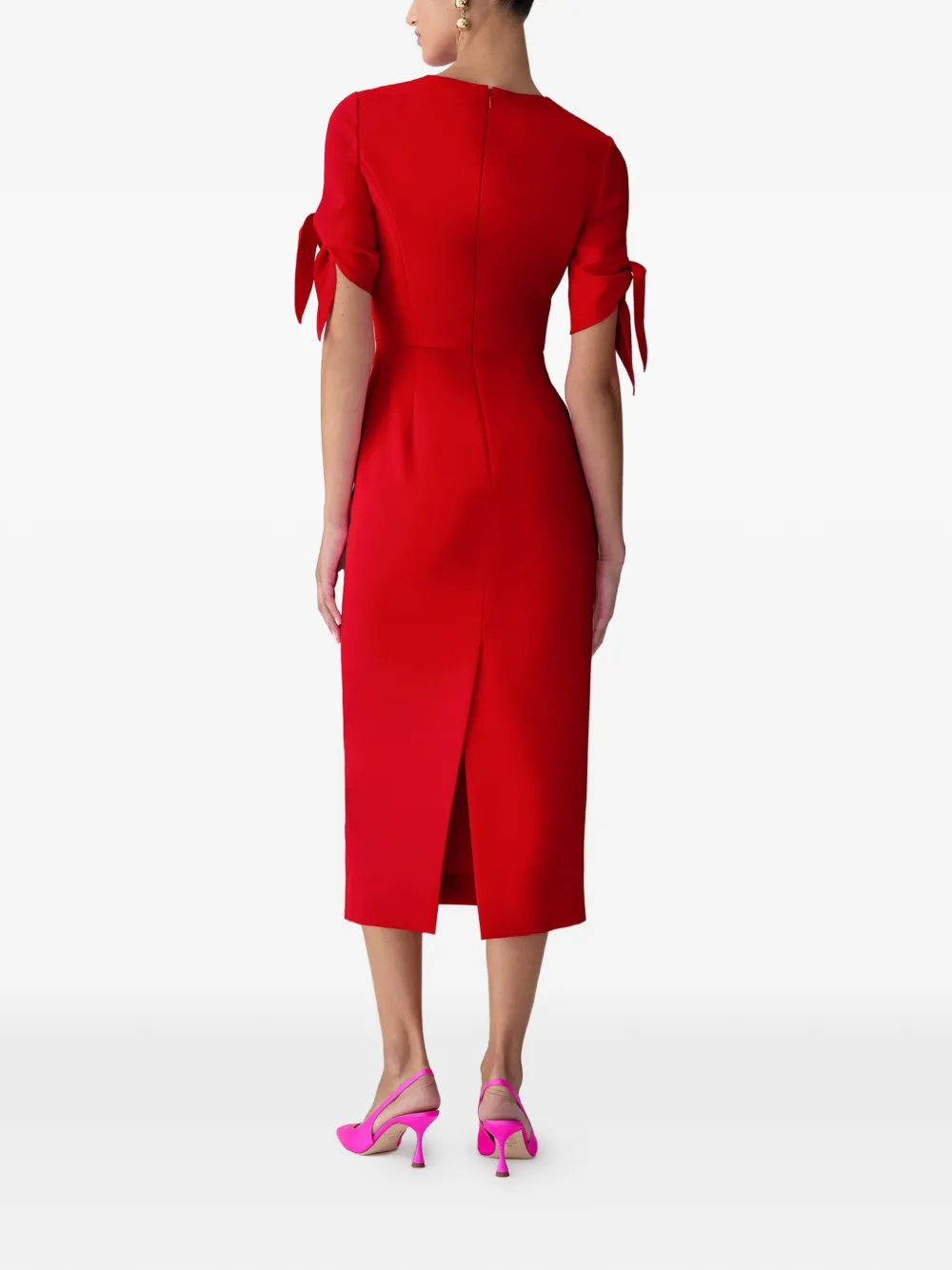 Carolina Herrera Midi-jurk met gestrikte mouwen Rood