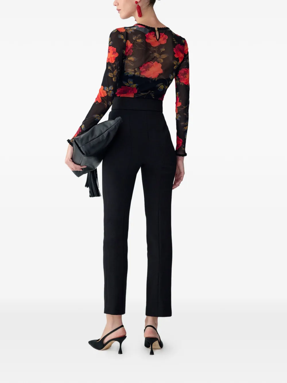 Carolina Herrera Top met roosprint Zwart