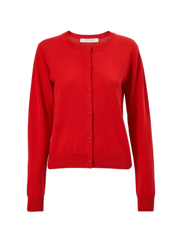 Carolina Herrera Crewneck Cardigan in Red
