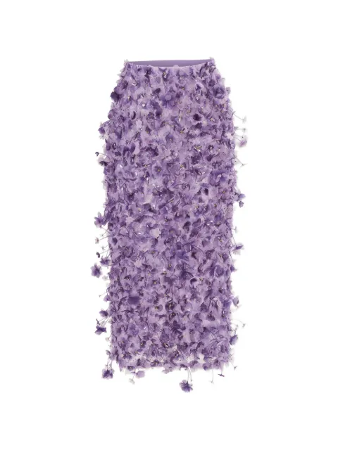 Carolina Herrera violet-embroidered pencil skirt