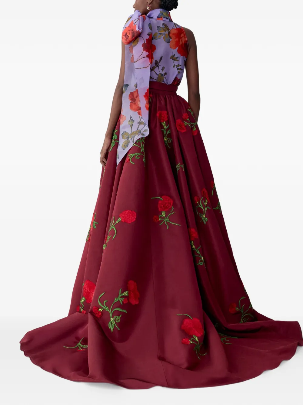 Carolina Herrera Kokerrok met geborduurde anjer Rood