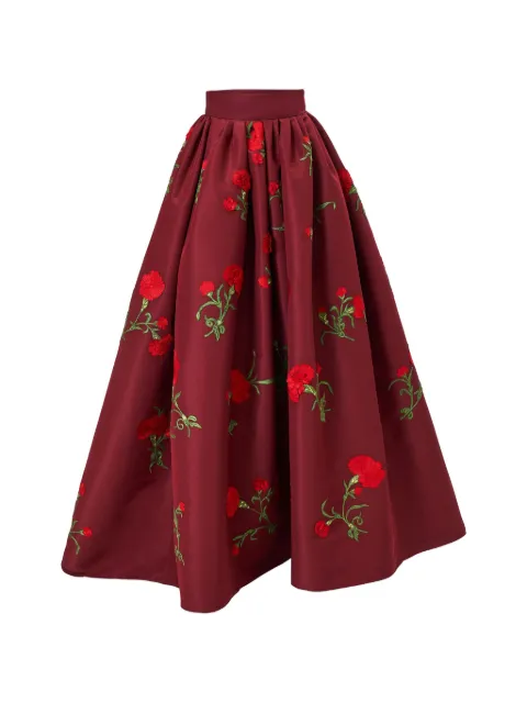 Carolina Herrera carnation-embroidered ball skirt