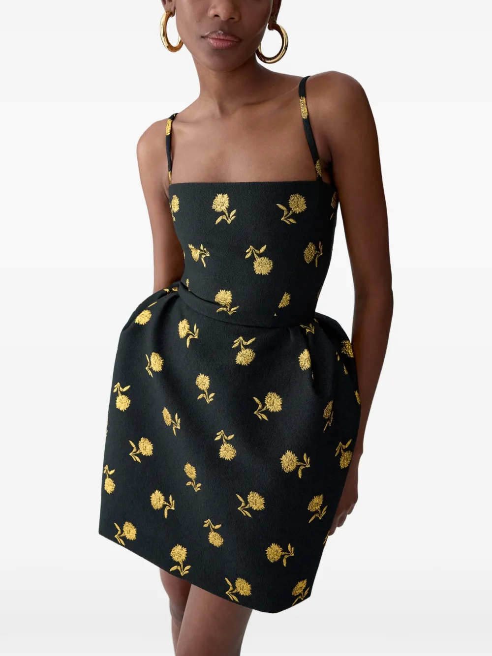 carnation jacquard bell-shaped dress