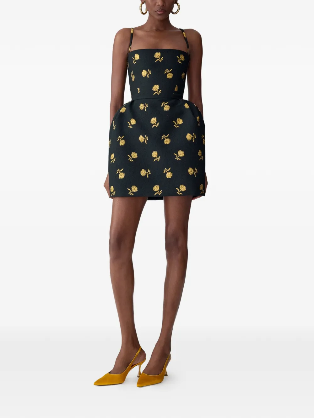 carnation jacquard bell-shaped dress