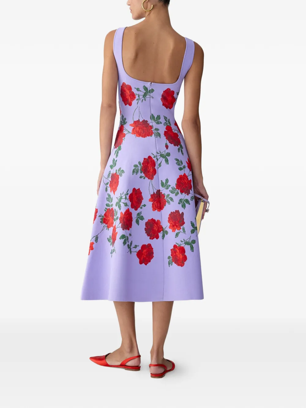 Carolina Herrera Flared jurk met jacquard Paars