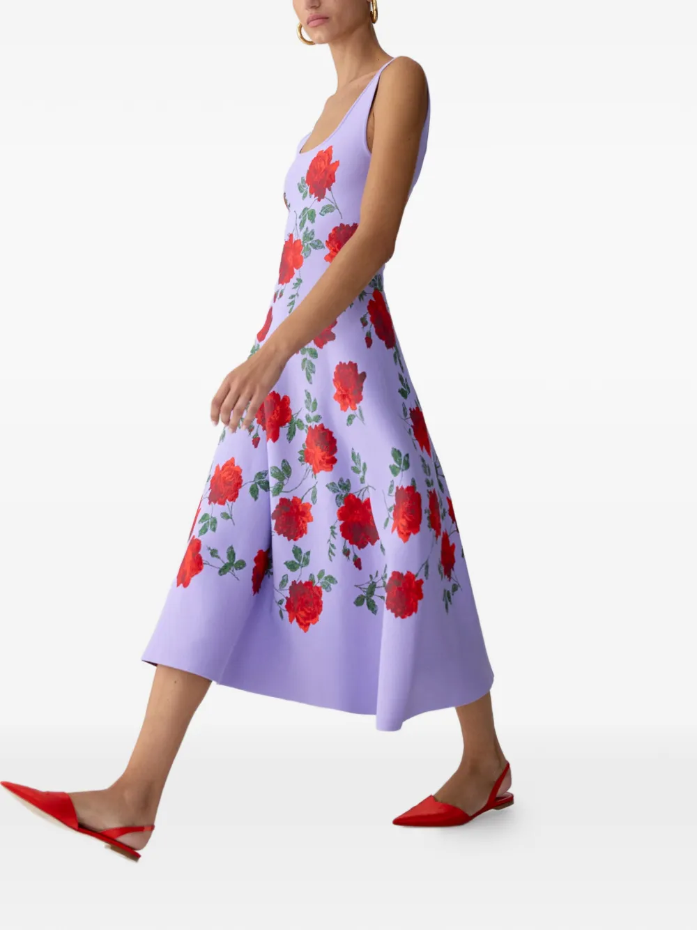 Carolina Herrera Flared jurk met jacquard Paars