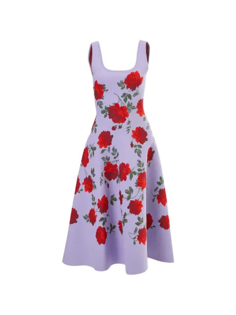 Carolina Herrera rose jacquard fit-and-flare dress
