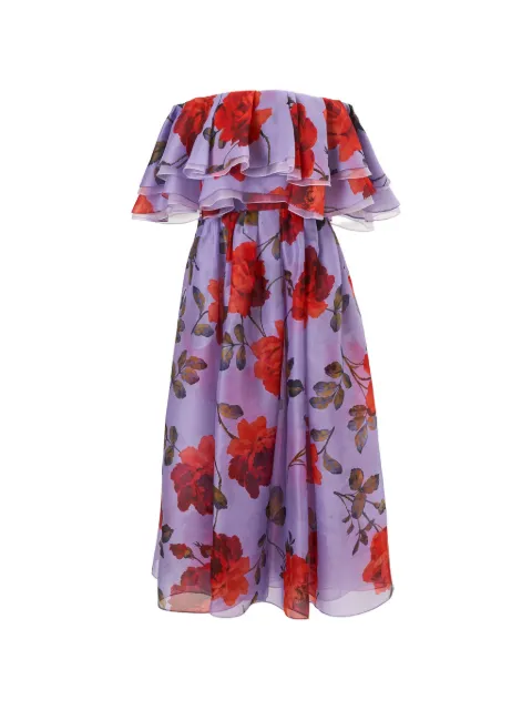 Carolina Herrera rose-print organza dress with ruffles